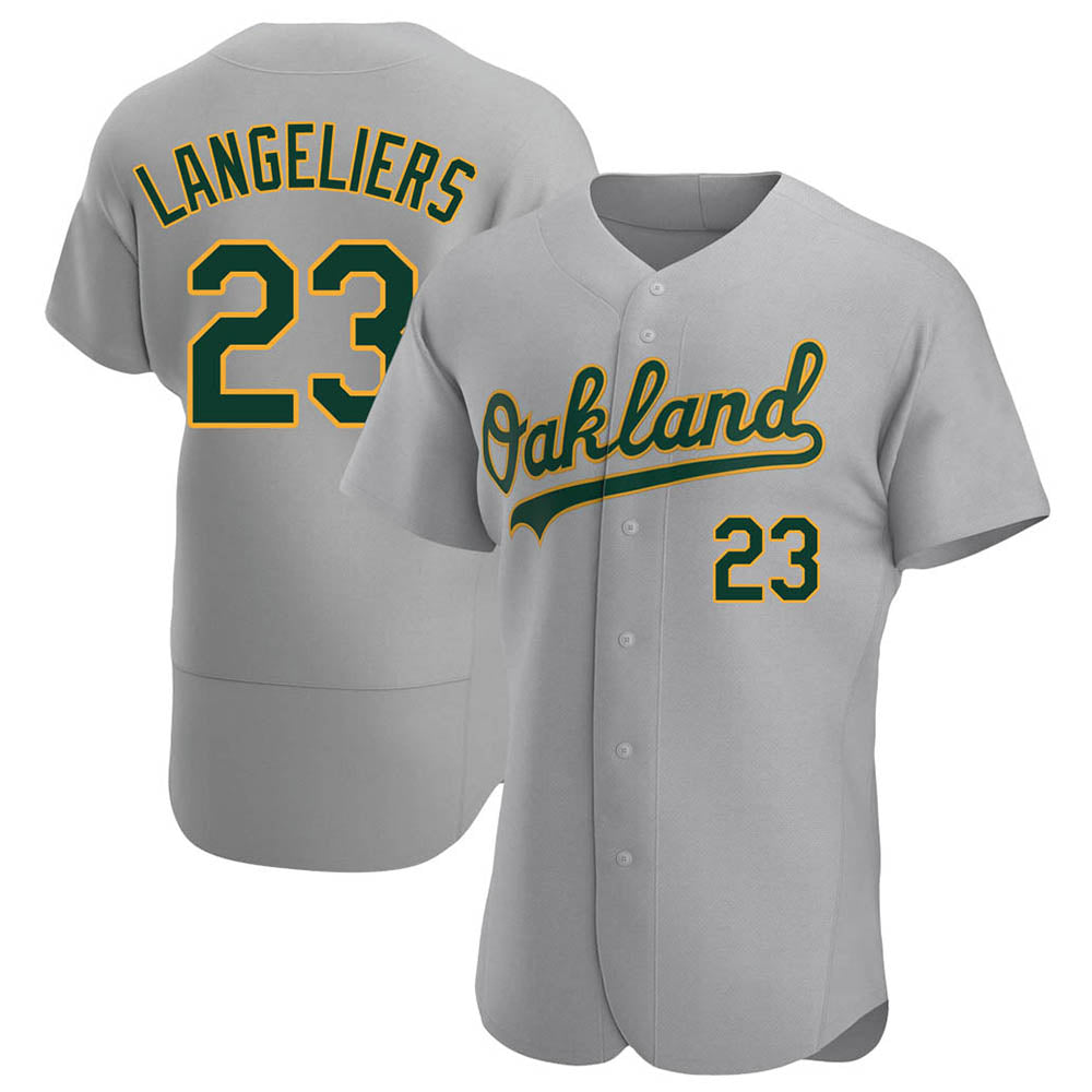 Kdoa Athletics #23 Shea Langeliers Player Gray Authentic Road Stitched Jersey