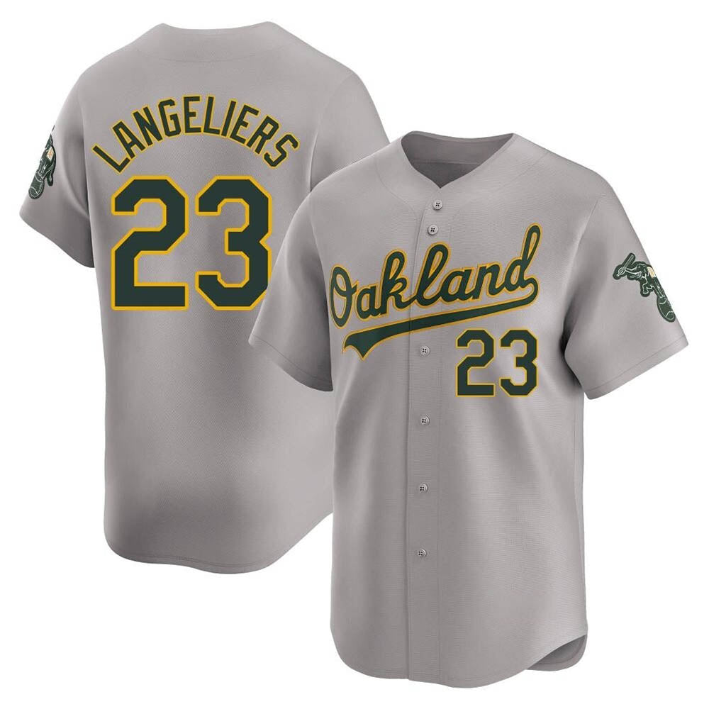 Kdoa Athletics #23 Shea Langeliers Player Gray Limited Away Stitched Jersey