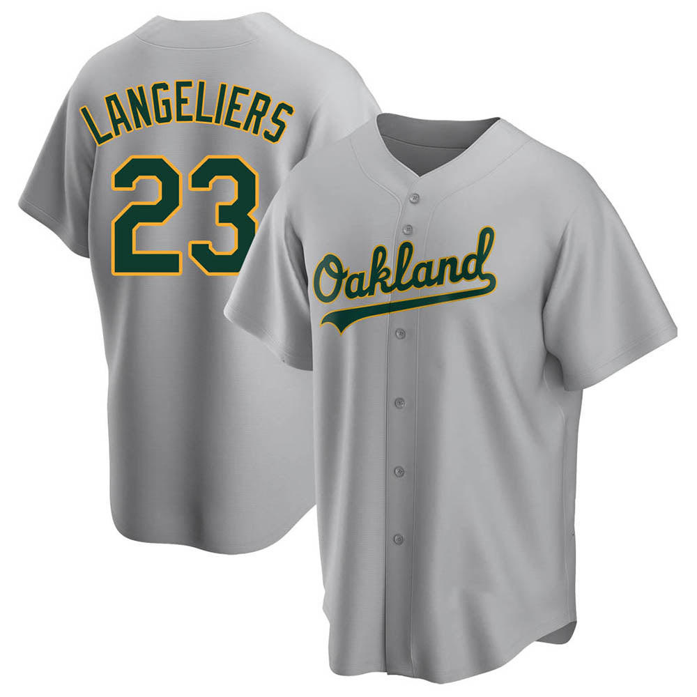 Kdoa Athletics #23 Shea Langeliers Player Gray Replica Road Stitched Jerseys