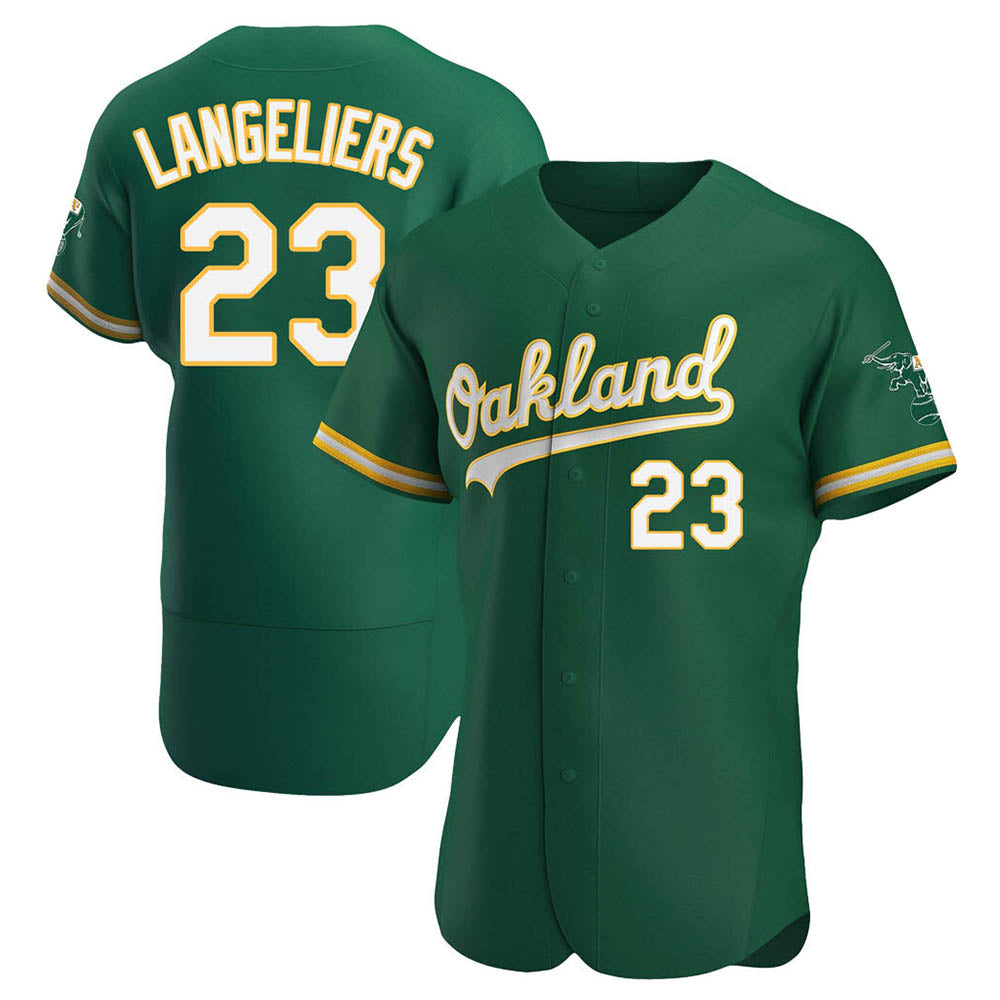 Kdoa Athletics #23 Shea Langeliers Player Green Authentic Kelly Alternate Stitched Jerseys