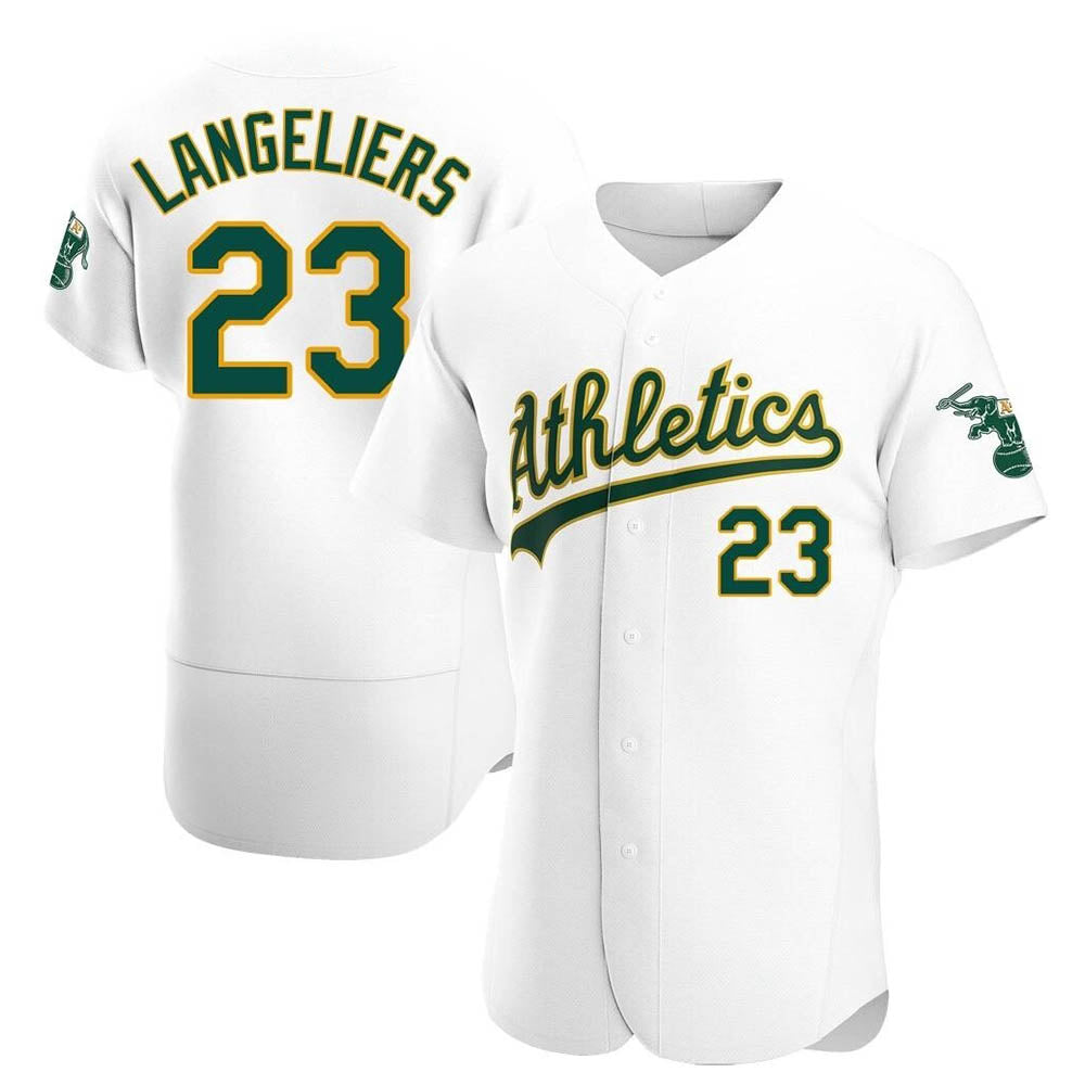 Kdoa Athletics #23 Shea Langeliers Player White Authentic Home Stitched Jersey