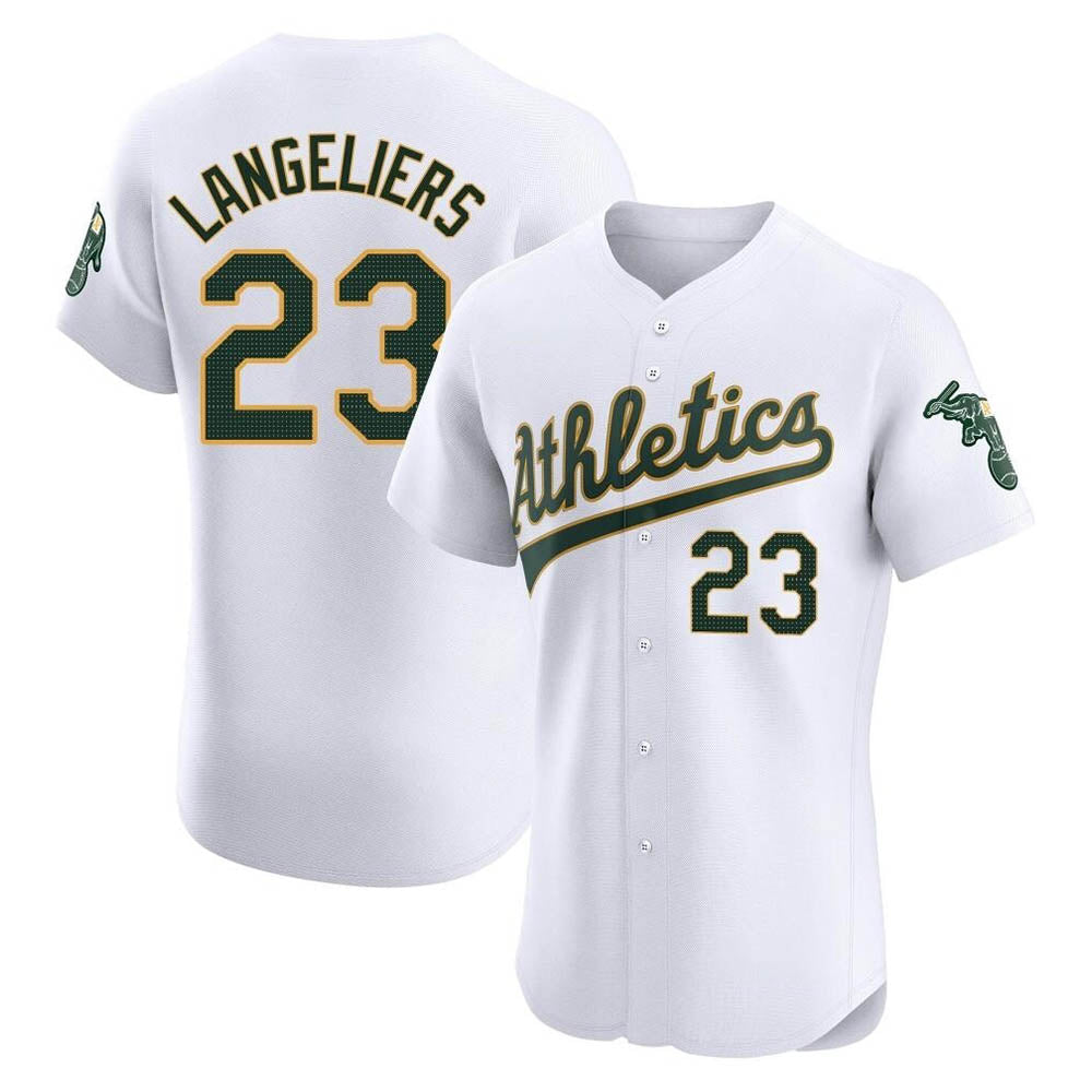 Kdoa Athletics #23 Shea Langeliers Player White Elite Home Stitched Jersey