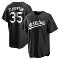Kdoa Athletics #35 Rickey Henderson Player Black&White Replica Stitched Jersey