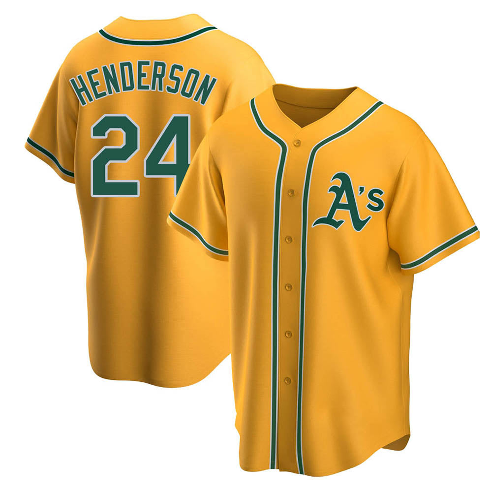 Kdoa Athletics #24 Rickey Henderson Player Gold Replica Alternate Stitched Jersey
