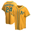 Kdoa Athletics #24 Rickey Henderson Player Gold Replica Alternate Stitched Jersey