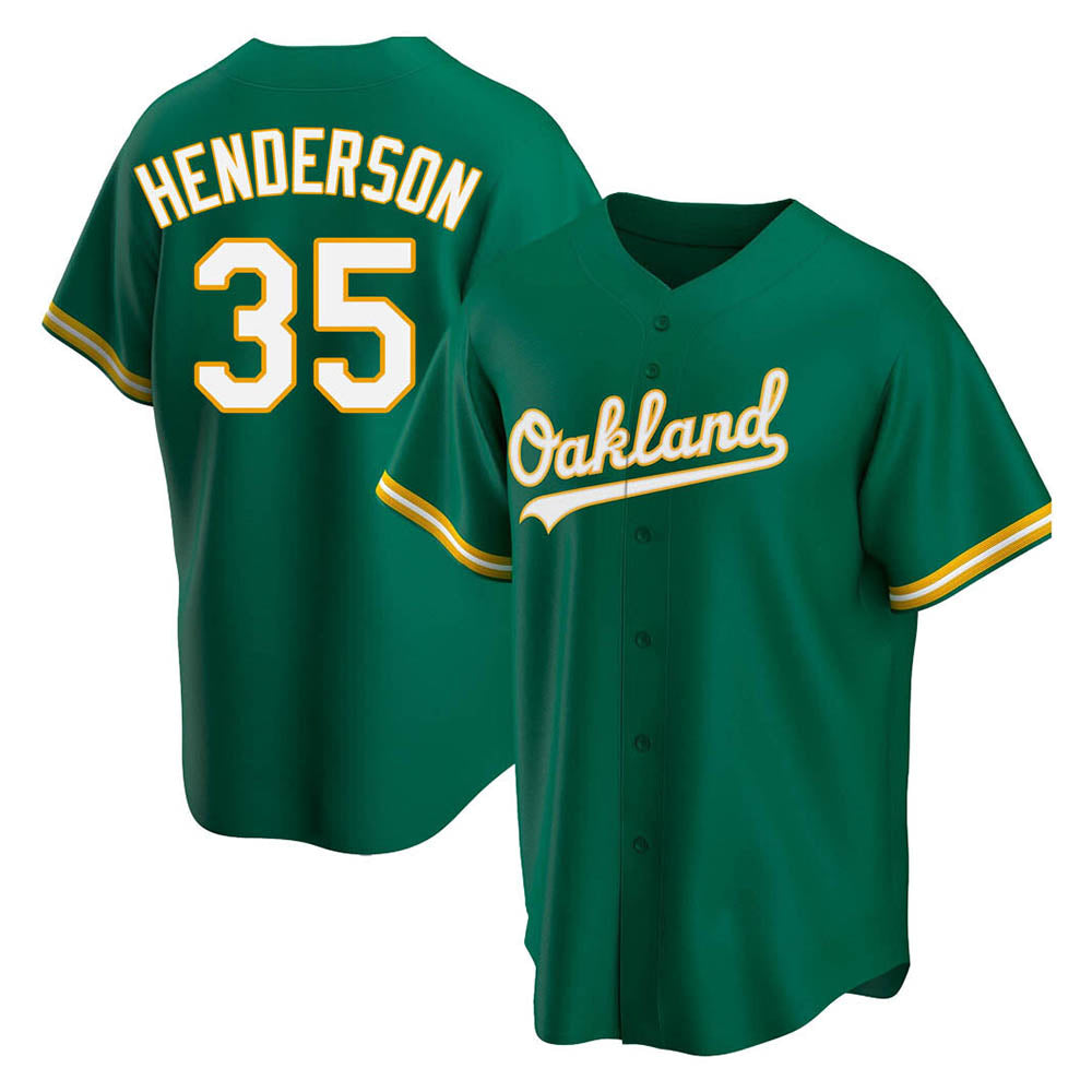 Kdoa Athletics #35 Rickey Henderson Player Green Replica Kelly Alternate Stitched Jersey