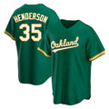 Kdoa Athletics #35 Rickey Henderson Player Green Replica Kelly Alternate Stitched Jersey