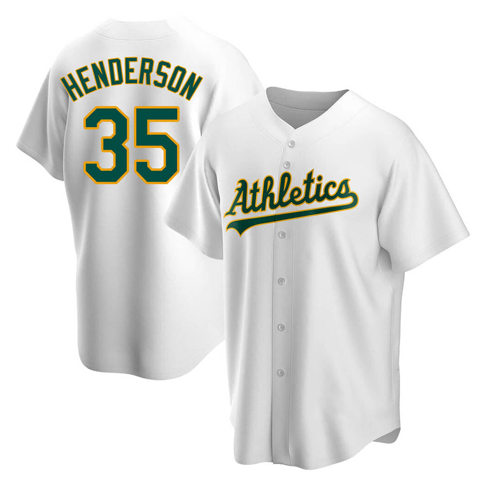 Kdoa Athletics #35 Rickey Henderson Player White Replica Home Stitched Jersey