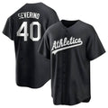 Kdoa Athletics #40 Luis Severino player Black&White Replica Stitched Jersey