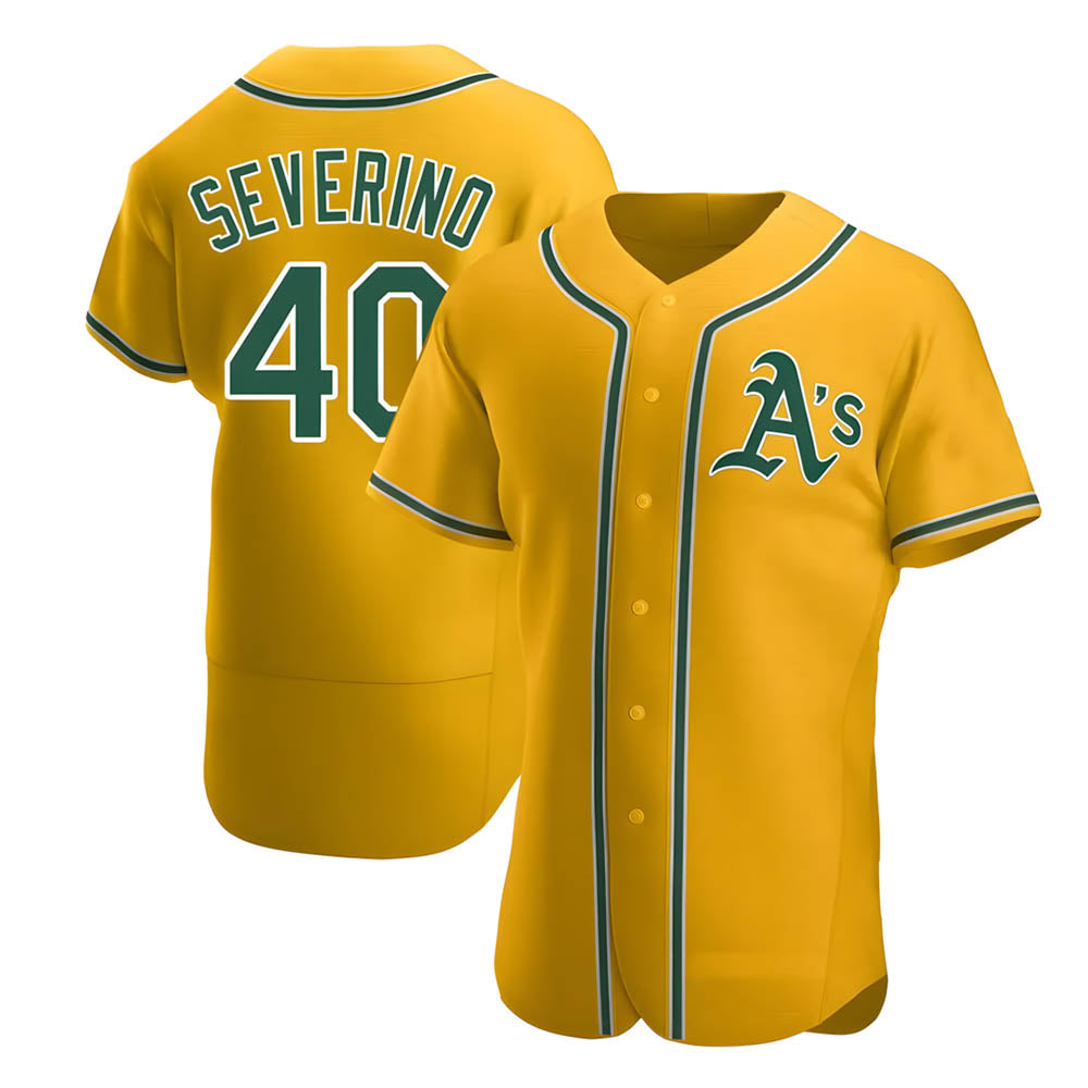 Kdoa Athletics #40 Luis Severino player Gold Authentic Alternate Stitched Jersey