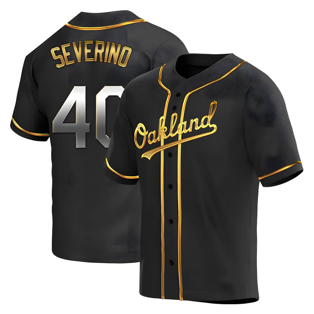 Kdoa Athletics #40 Luis Severino player Gold Replica Black en Alternate Stitched Jersey