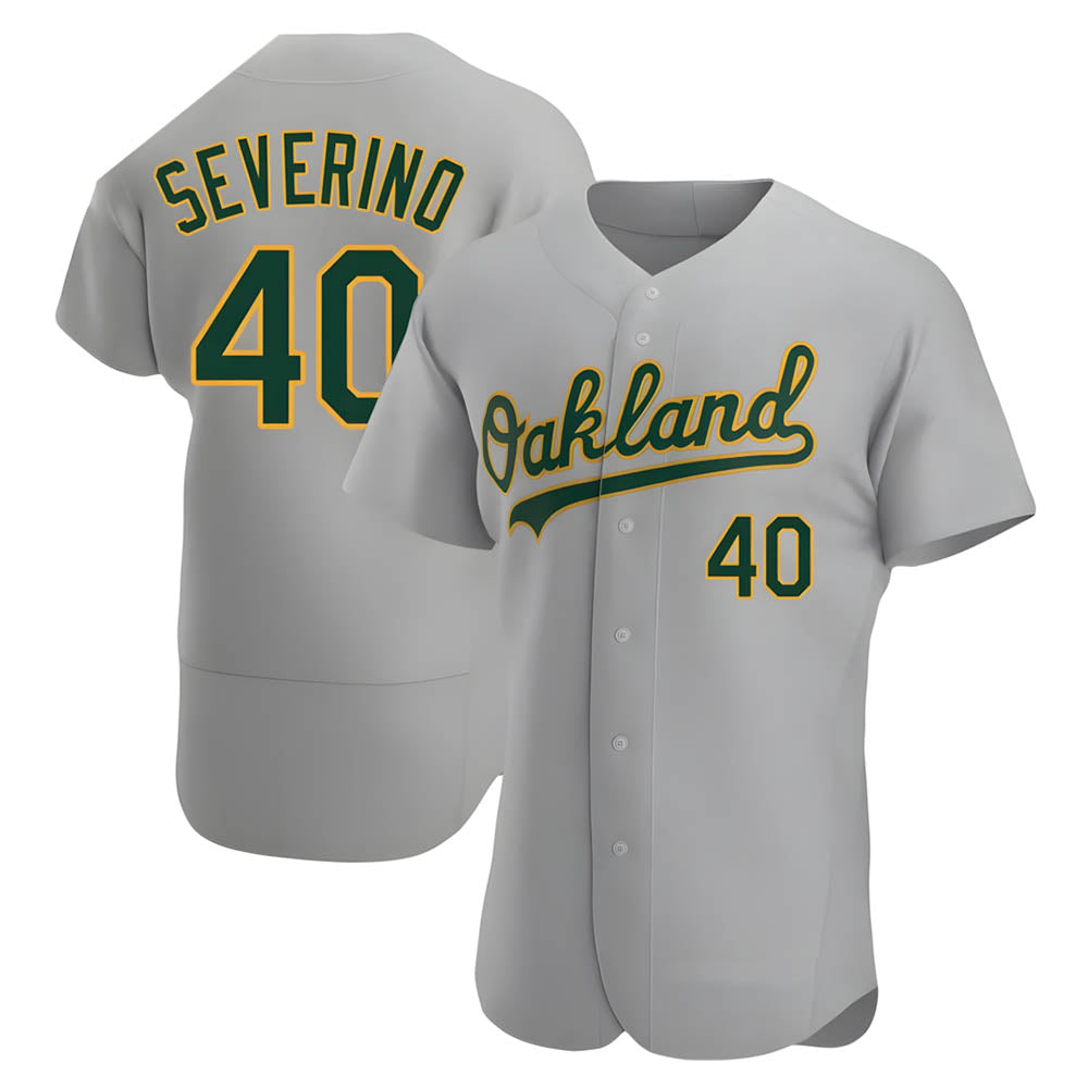 Kdoa Athletics #40 Luis Severino player Gray Authentic Road Stitched Jersey