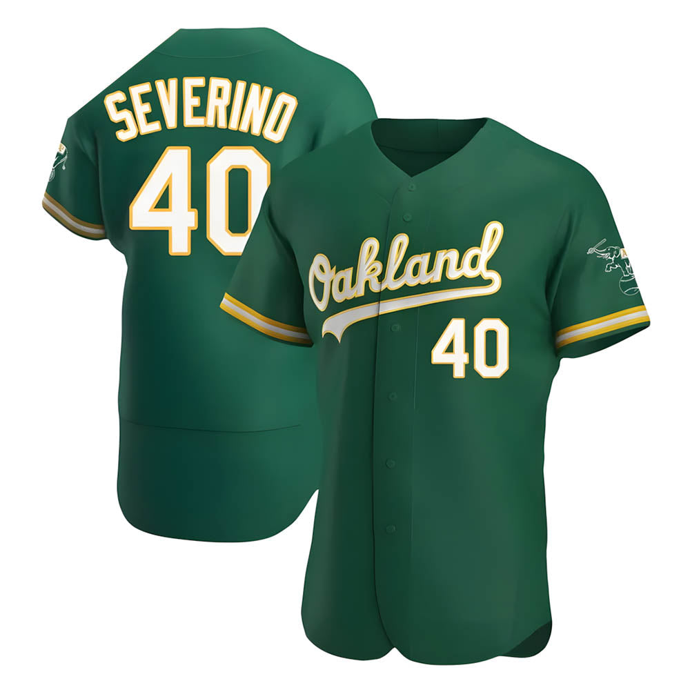 Kdoa Athletics #40 Luis Severino player Green Authentic Kelly Alternate Stitched Jersey