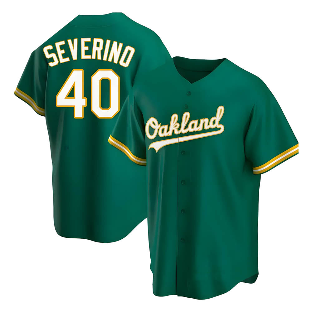 Kdoa Athletics #40 Luis Severino player Green Replica Kelly Alternate Stitched Jersey