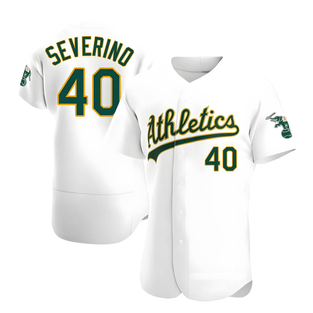 Kdoa Athletics #40 Luis Severino player White Authentic Home Stitched Jersey