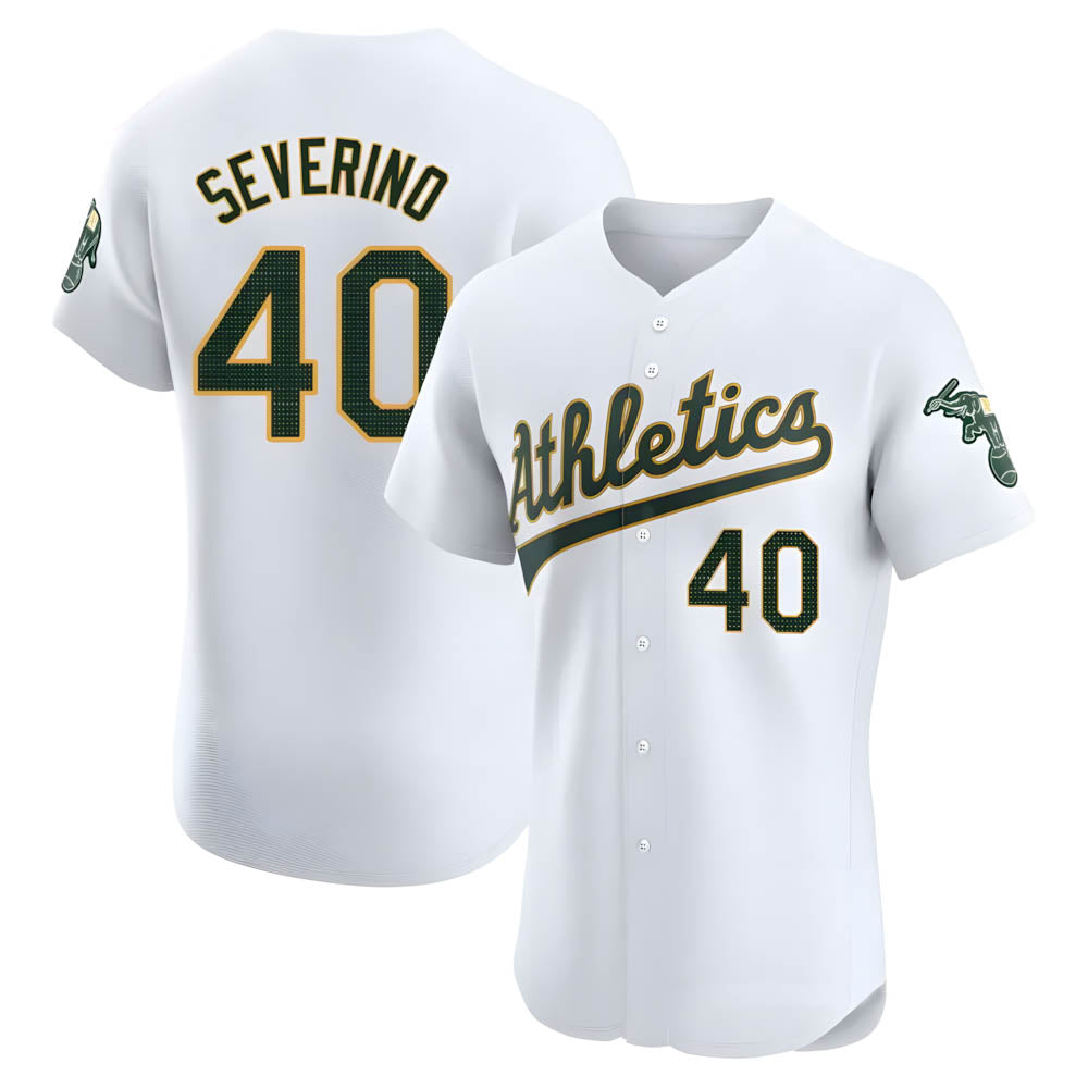 Kdoa Athletics #40 Luis Severino player White Elite Home Stitched Jersey