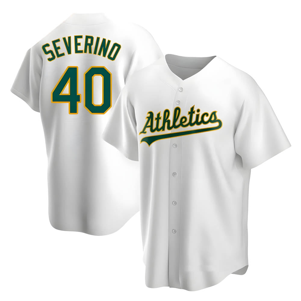 Kdoa Athletics #40 Luis Severino player White Replica Home Stitched Jersey