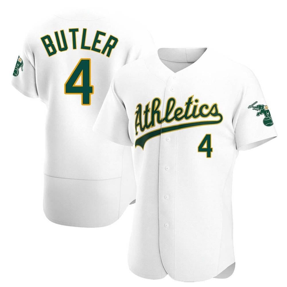Kdoa Athletics #4 Lawrence Butler player White Authentic Home Stitched Jersey