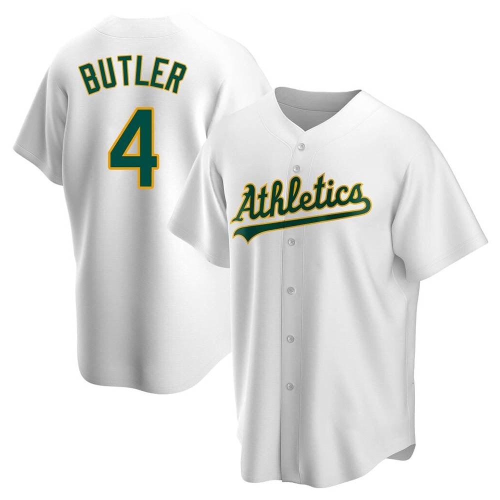 Kdoa Athletics #4 Lawrence Butler player White Replica Home Stitched Jersey