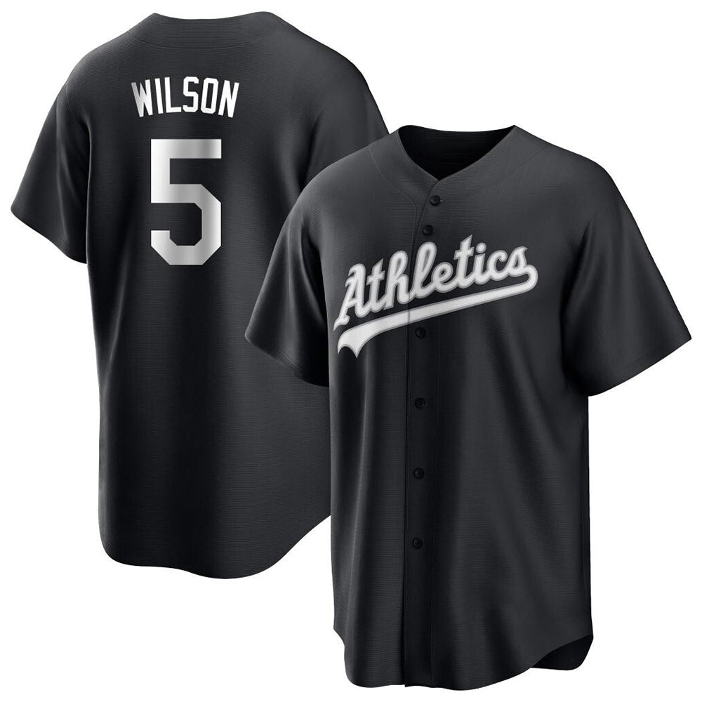 Kdoa Athletics #5 Jacob Wilson Black&White Replica Alternate Stitched Jersey