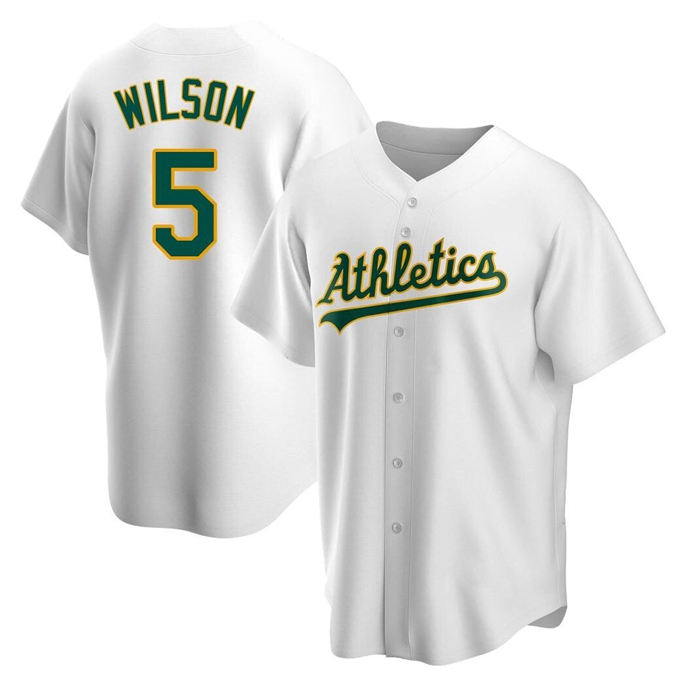 Kdoa Athletics #5 Jacob Wilson White Replica Home Stitched Jersey