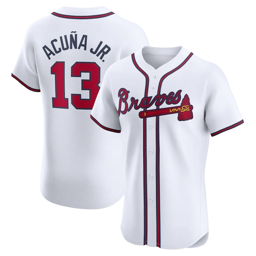 Kdoa A.Braves #13 Ronald Acuna Jr. Home Elite Jersey - White Personalized Jerseys
