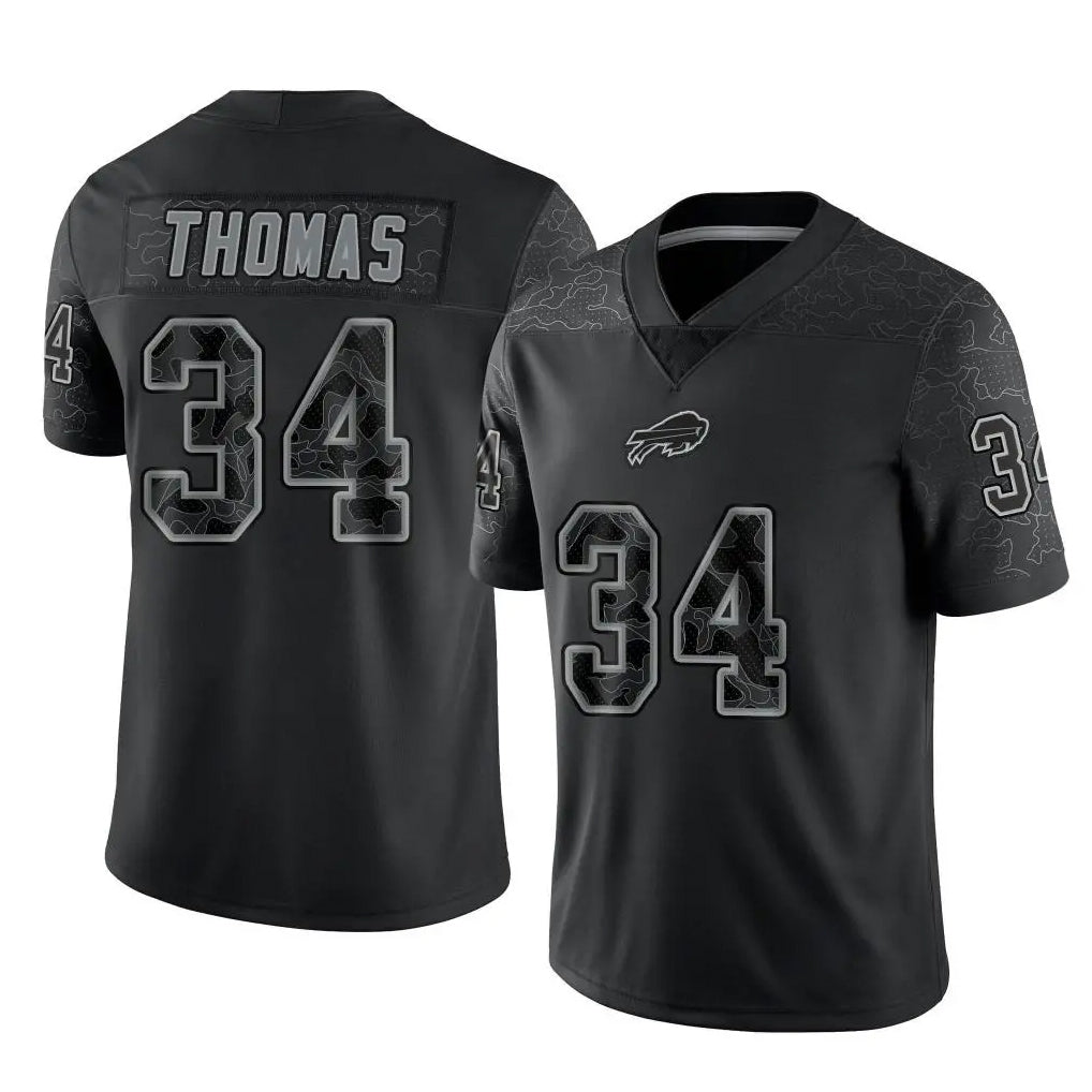 Kdoa B.Bills #34 Thurman Thomas Player Black RFLCTV Limited Stitched Jerseys