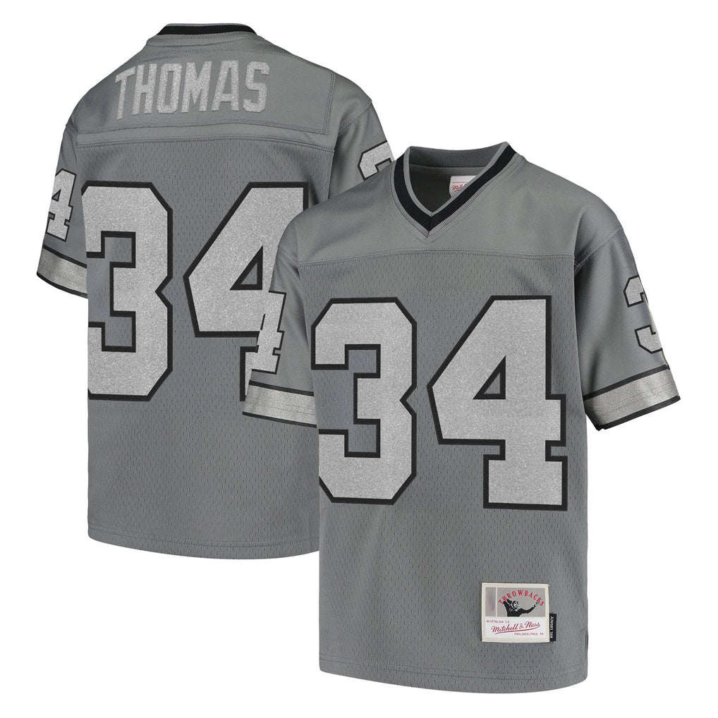 Kdoa B.Bills #34 Thurman Thomas Player Gray Throwback Replica Stitched Jerseys