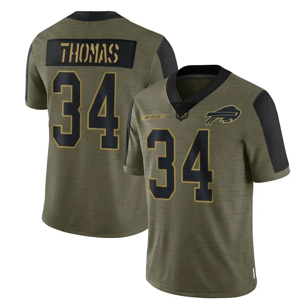 Kdoa B.Bills #34 Thurman Thomas Player Olive Salute To Service Limited Stitched Jerseys