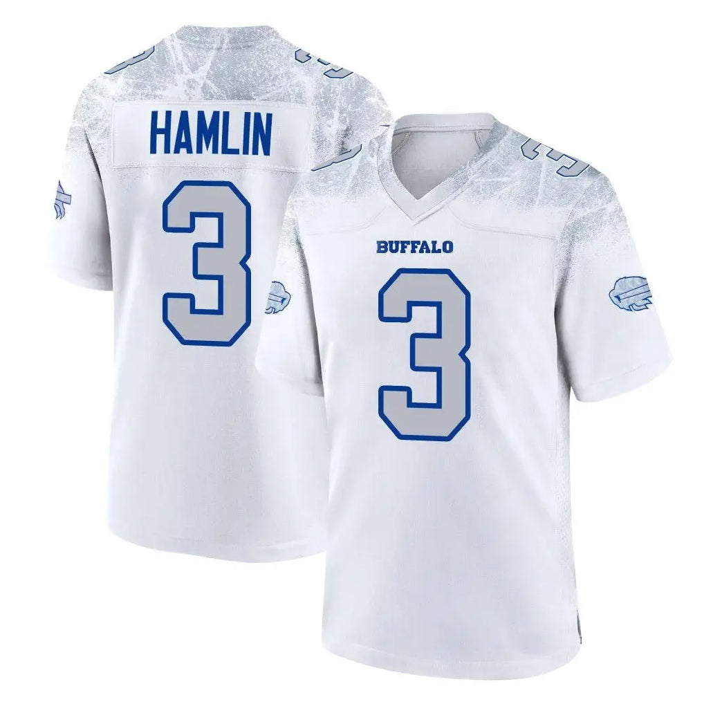 Kdoa B.Bills #3 Damar Hamlin Player White Rivalries Collection Home Game Stitched Jerseys