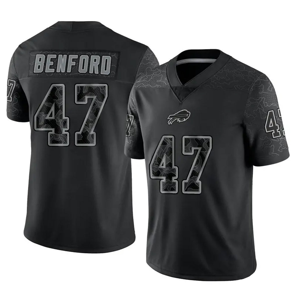 Kdoa B.Bills #47 Christian Benford Player Black RFLCTV Limited Stitched Jerseys