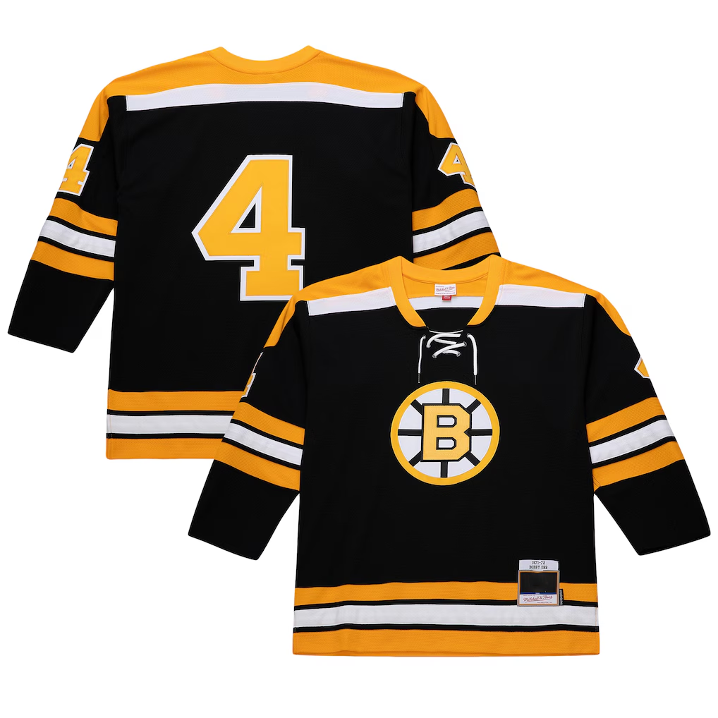 Kdoa B.Bruins #4 Bobby Orr Mitchell & Ness Black Big & Tall 197172 Blue Line 2.0 Stitched Jerseys