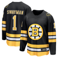 Kdoa B.Bruins #1 Jeremy Swayman Black Home Breakaway Player Stitched Jerseys
