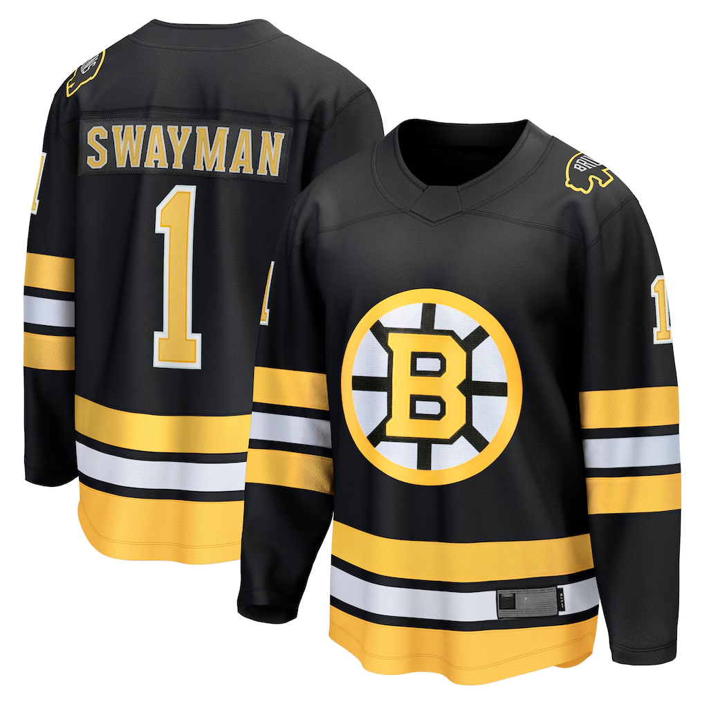 Kdoa B.Bruins #1 Jeremy Swayman Black Home Breakaway Player Stitched Jerseys