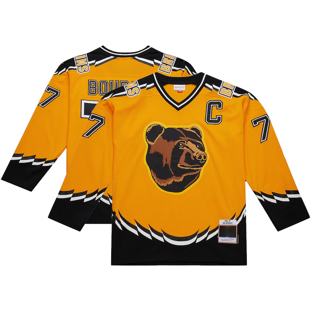 Kdoa B.Bruins #77 Ray Bourque Mitchell & Ness Gold Big & Tall 1996-97 Blue Line 2.0 Stitched Jerseys