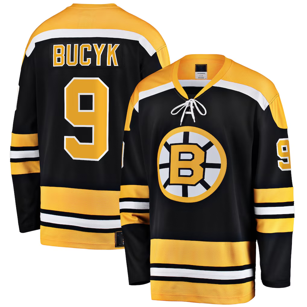 Kdoa B.Bruins #9 John Bucyk Black Premier Breakaway Retired Player Stitched Jerseys
