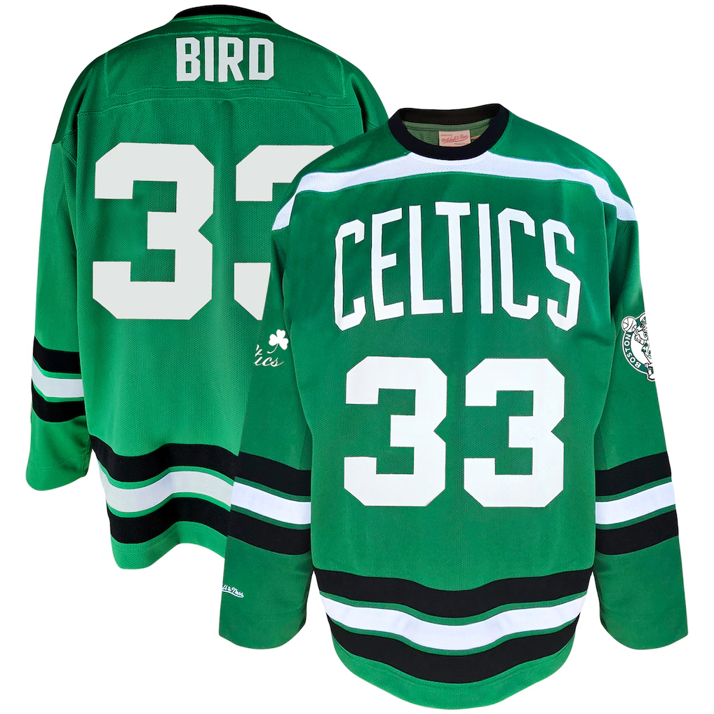 Kdoa B.Celtics #33 Larry Bird Mitchell & Ness Kelly Green Big & Tall Hockey Jerseys