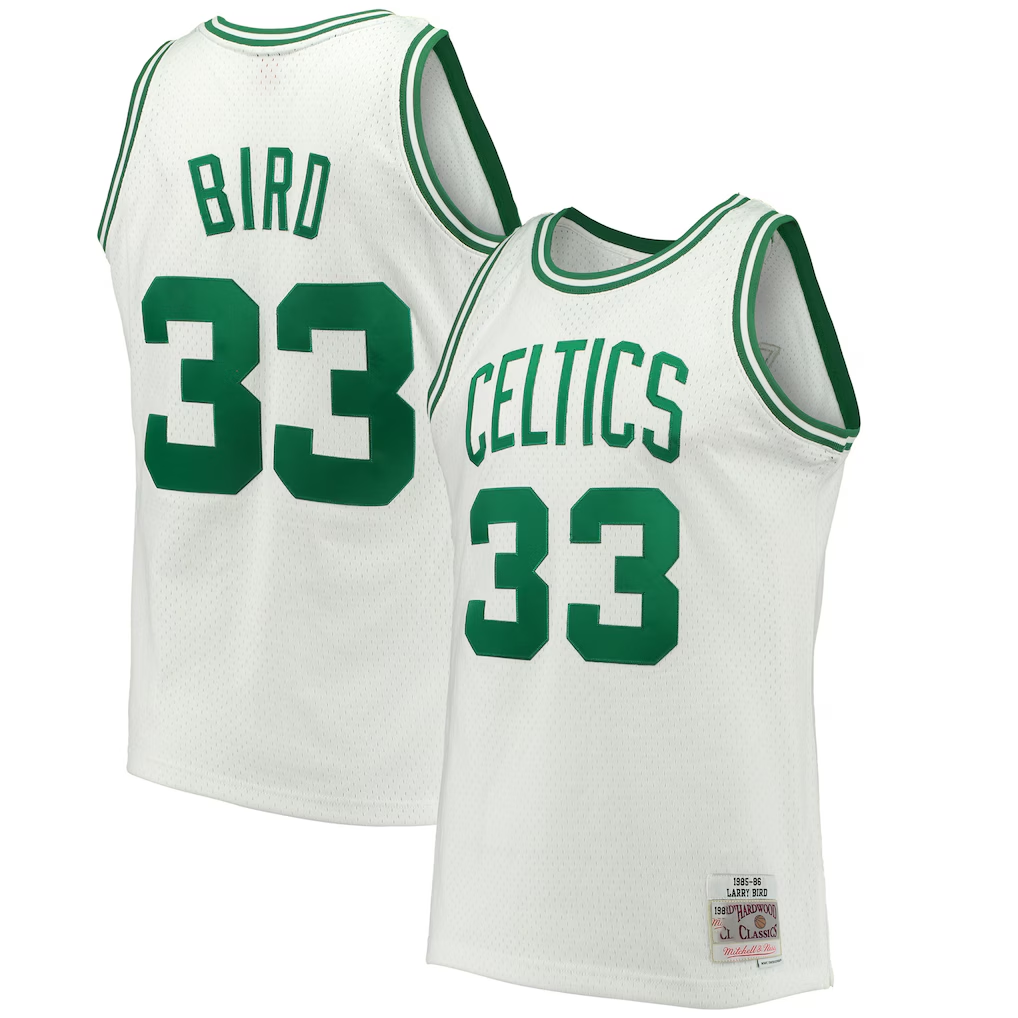Kdoa B.Celtics #33 Larry Bird Mitchell & Ness White Hardwood Classics 198586 Swingman Jerseys