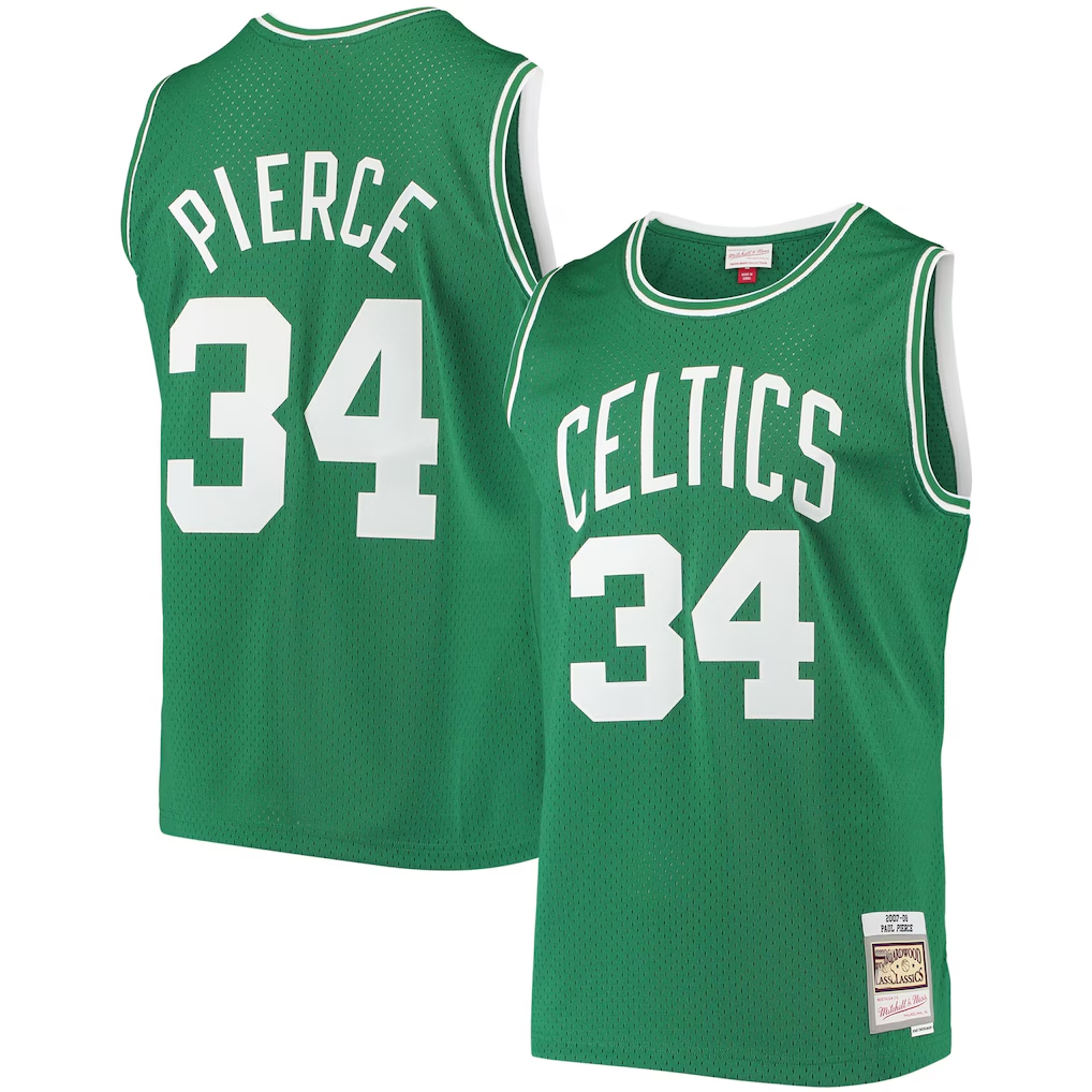 Kdoa B.Celtics #34 Paul Pierce Mitchell & Ness Kelly Green Hardwood Classics Swingman Jerseys