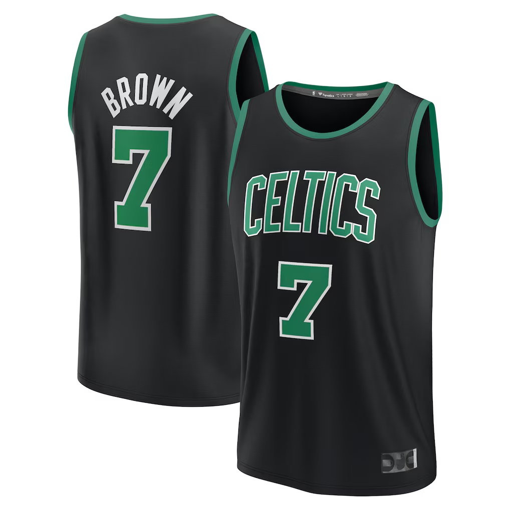 Kdoa B.Celtics #7 Jaylen Brown Black Fast Break Replica Player Jerseys - Statement Edition