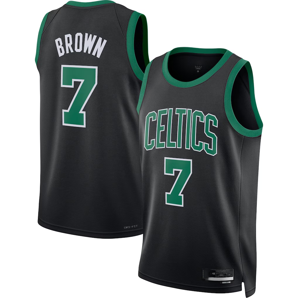 Kdoa B.Celtics #7 Jaylen Brown Black Swingman Jerseys - Statement Edition