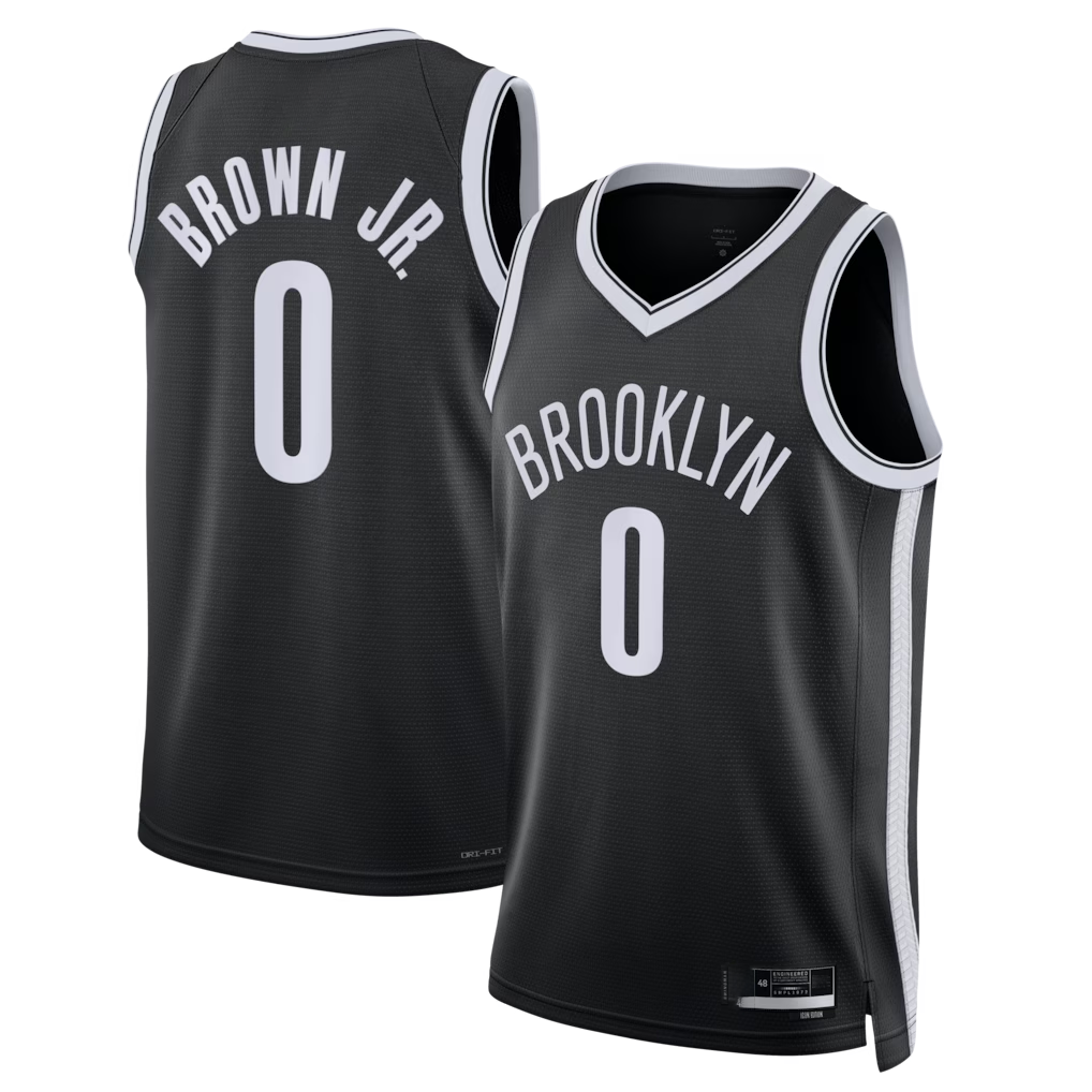 Kdoa B.Nets #0 Mikel Brown Jr. Black Swingman Jerseys - Icon Edition