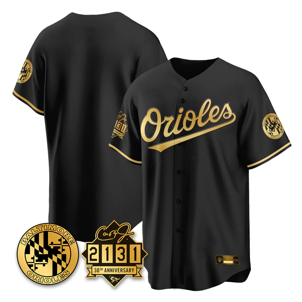 Kdoa B.Orioles Black Gold 30th Anniversary of 2131 Home Game Blank Player Stitched Jerseys