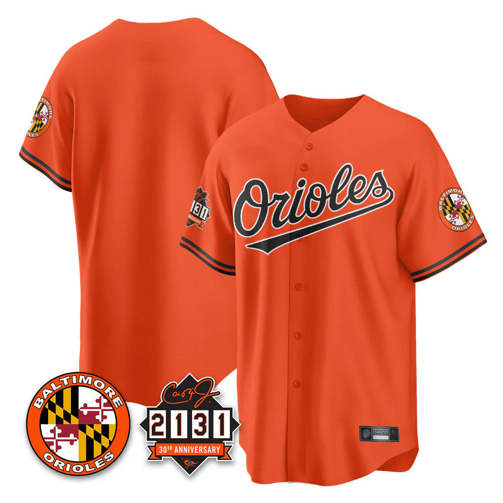 Kdoa B.Orioles Orange 30th Anniversary of 2131 Home Game Blank Player Stitched Jerseys