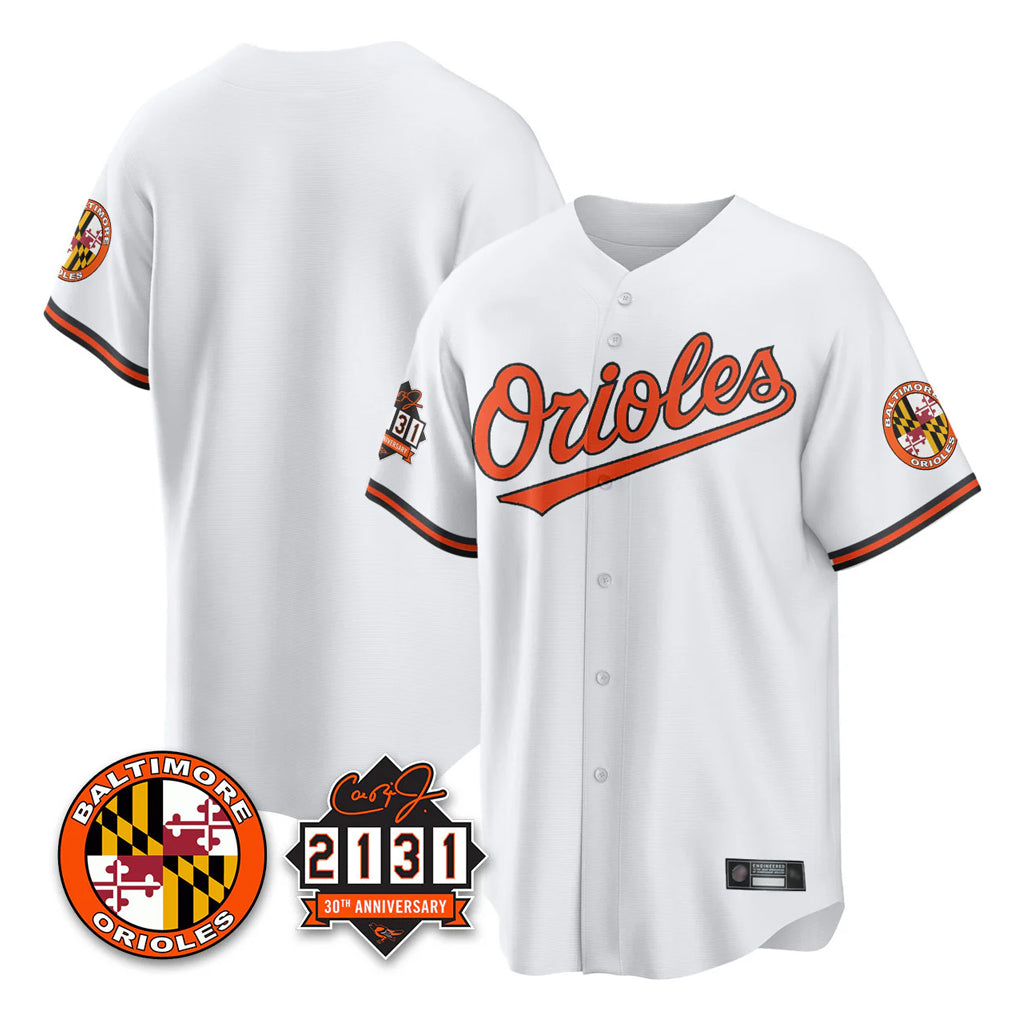 Kdoa B.Orioles White 30th Anniversary of 2131 Home Game Blank Player Stitched Jerseys