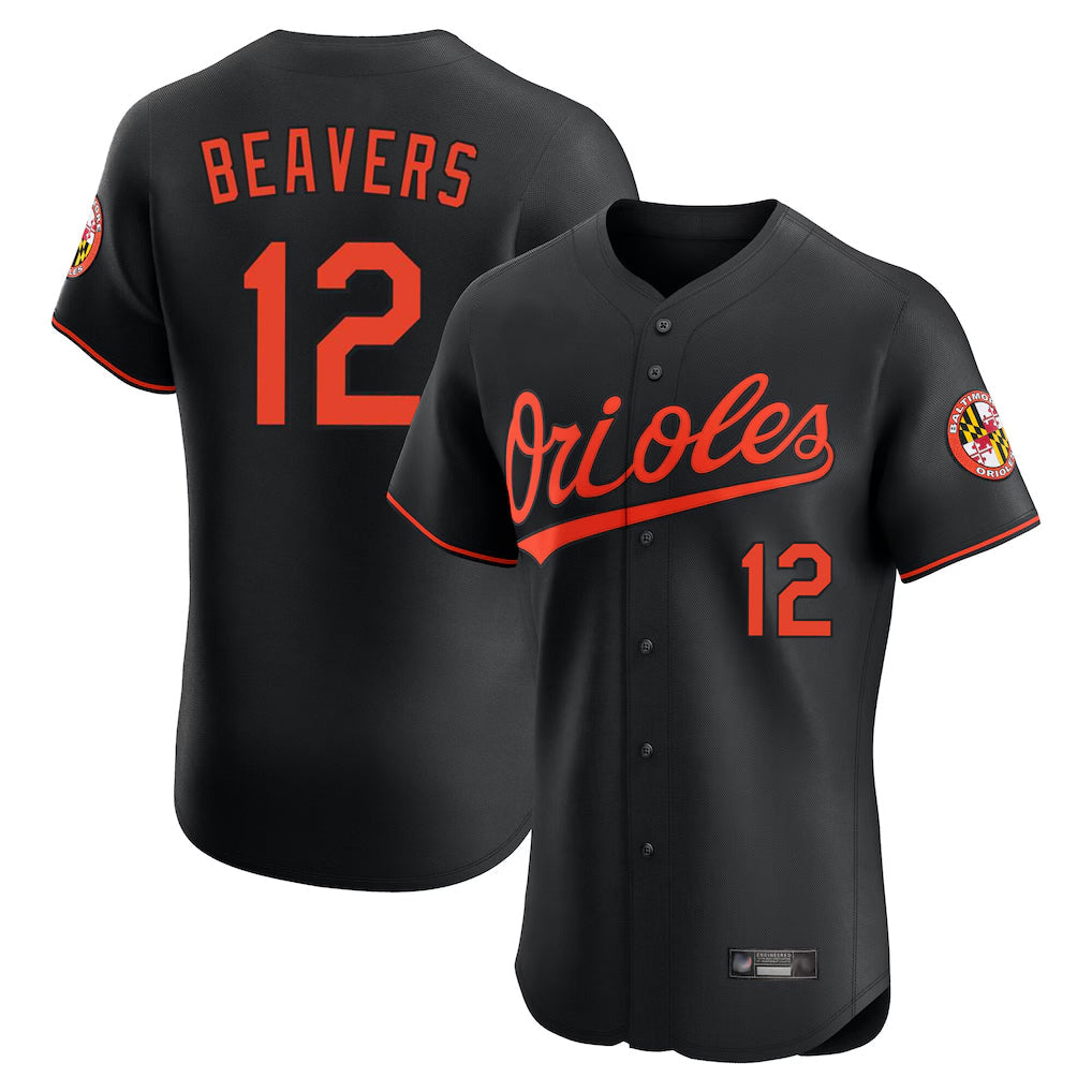 Kdoa B.Orioles #12 Dylan Beavers Player Black Limited Elite Home Game Stitched Jerseys