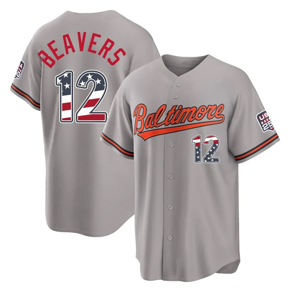 Kdoa B.Orioles #12 Dylan Beavers Player Gray USA 250 Fourth of July Home Game Stitched Jerseys