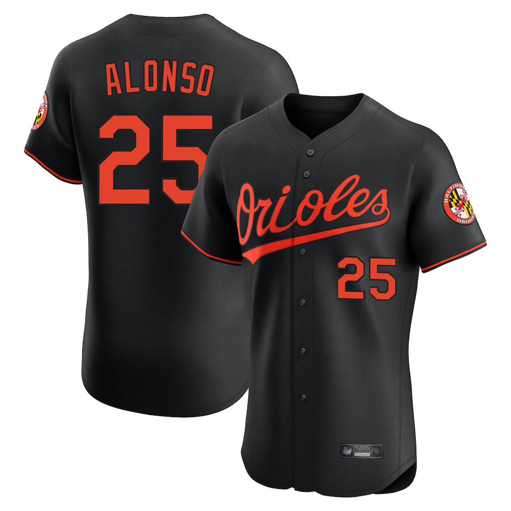 Kdoa B.Orioles #25 Pete Alonso Player Black Limited Elite Home Game Stitched Jerseys