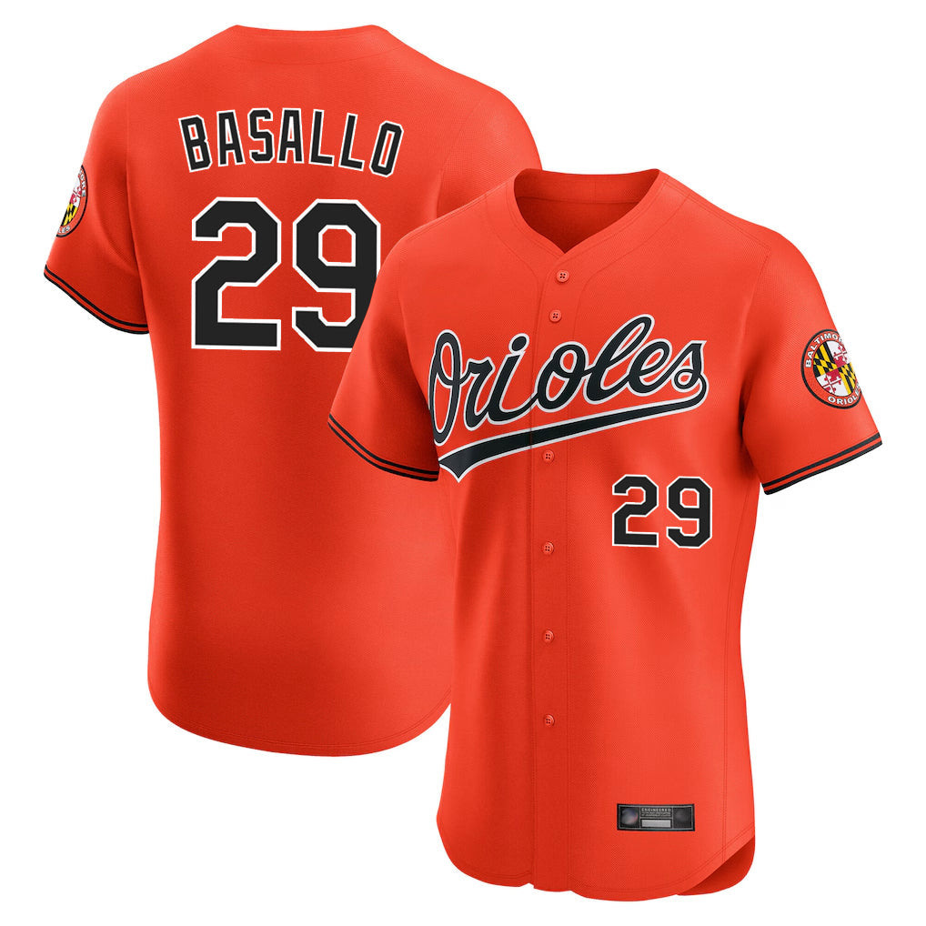 Kdoa B.Orioles #29 Samuel Basallo Player Orange Limited Elite Home Game Stitched Jerseys