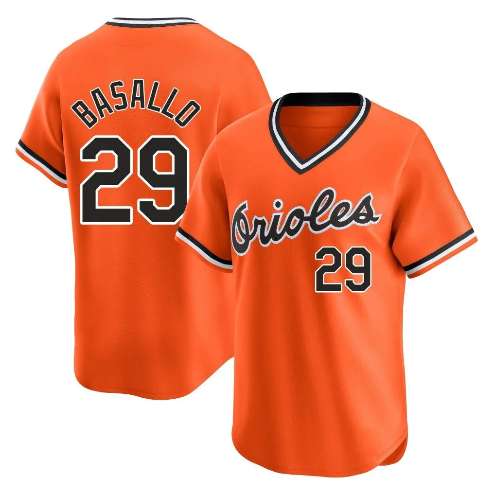 Kdoa B.Orioles #29 Samuel Basallo Player Orange T-shirt Limited Home Game Stitched Jerseys